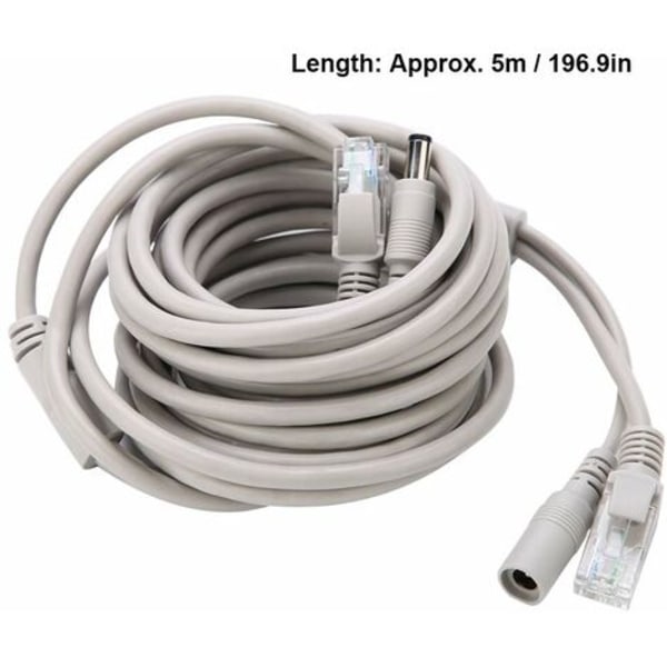 #QD#CCTV-kabel, 5M AHD videostrømkabel for CCTV sikkerhetskameraovervåkingssystem, 2,1 mm DC-strømkontakt