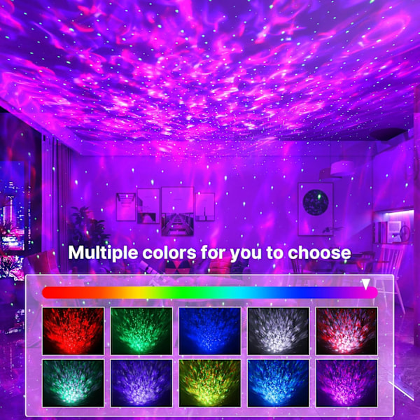 QU*LED-stjernehimmelprojektor, Galaxy stjernehimmelprojektor, lampe stjernehimmel med timer/fjernkontroll/Bluetooth-høyttaler for barn