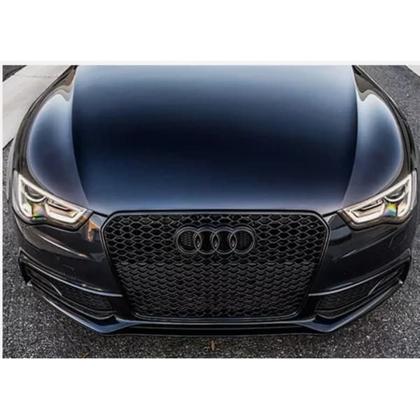 Sort blank frontgrillring logoemblem til Audi A1 A3 A4 A5 A6 273x94mm