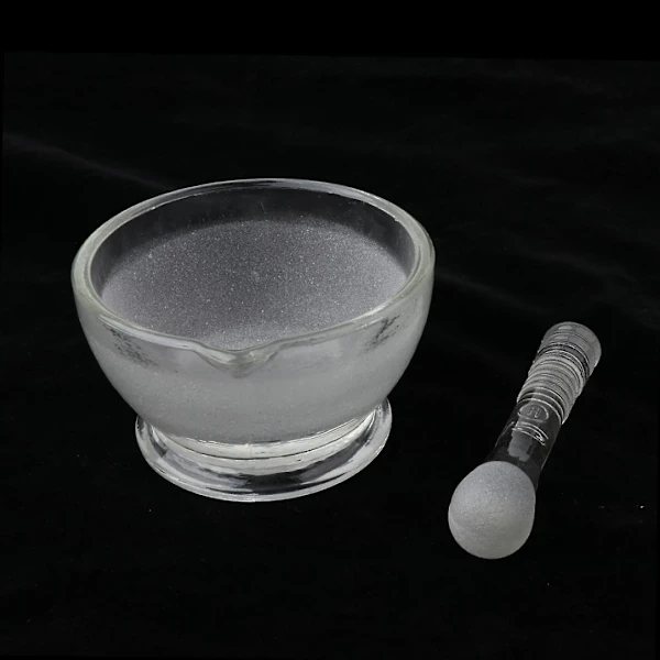 Glasmorter med støder, laboratoriekrydderi, farmaceutisk morter, mixer 75 mm