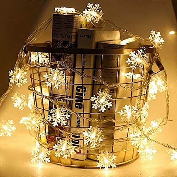 LED-lysslynger, SumorRui LED snøfnugg lysgardin for juledekorasjon, 5 meter 40 LED lysslynge for innendørs, hall,