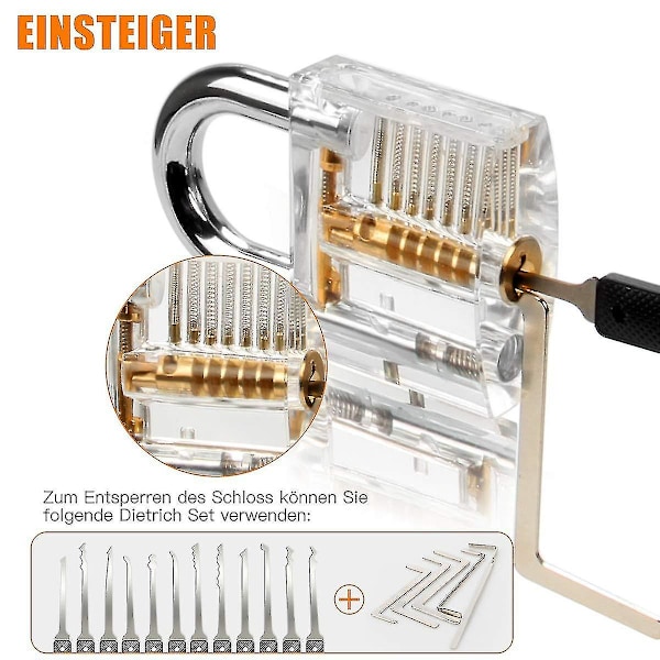 Locksmith Training Lock Set - Transparent Lock for Beginners to Practice Lock Picking