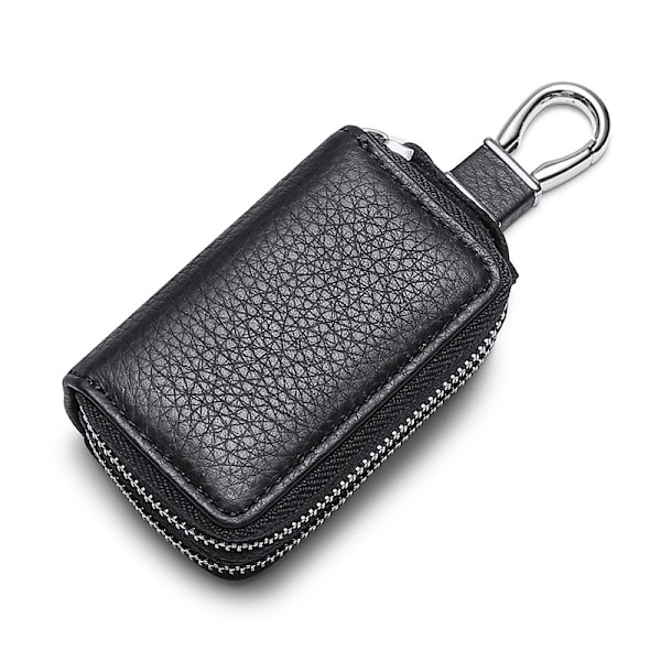 QD-Svart Läder Nyckelhållare, Läder Nyckelhållare Unisex Läder Nyckelhållare