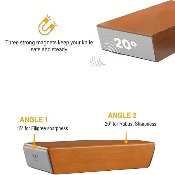 Knife Sharpener Pro with Magnetic Roller, 15 & 20 Degrees – For All Kitchen Knives Black