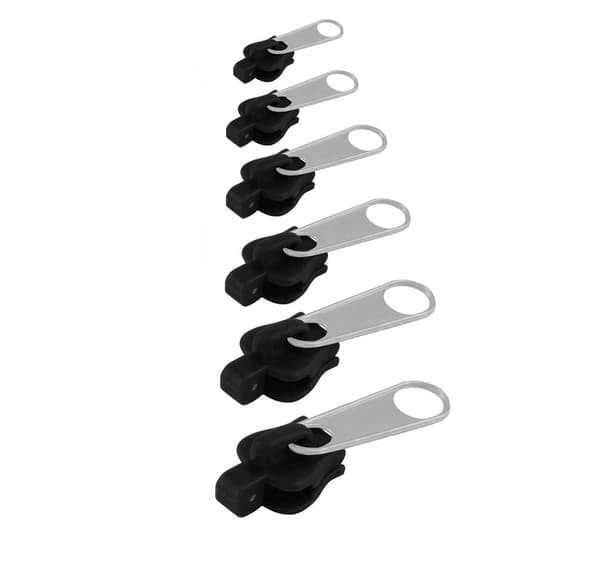 Zipper Slider Zipper 6-pack/3 Sizes Black 9