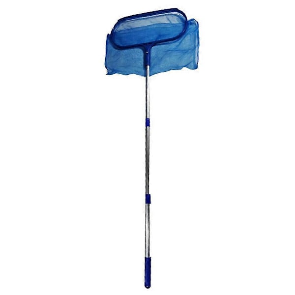Svømme Skimmer Net med Justerbar Teleskopstang Dyb Pose Net Vandoverflade Affaldsrensningsnet_FO Silver  Blue