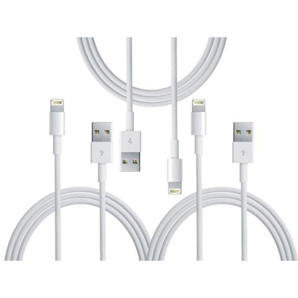 3 stk 1 Meter - Lightning-lader for iPhone X/8/7/6S/6/5S/SE iOS13˜QD