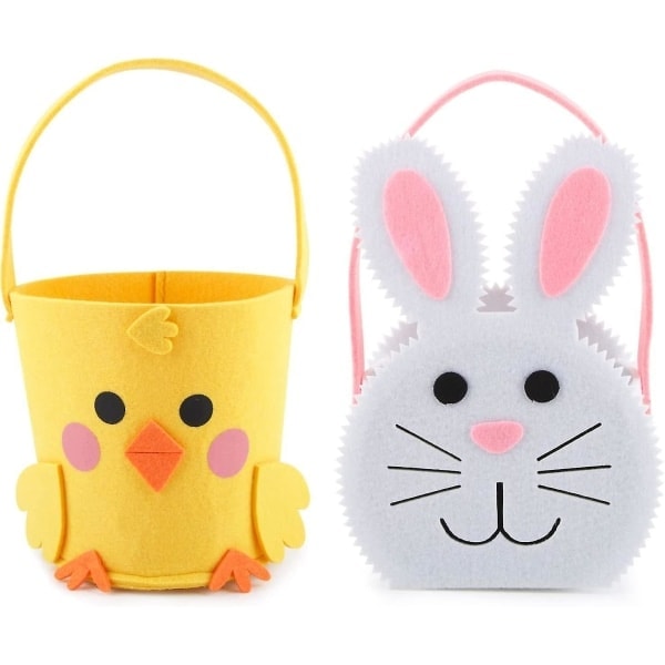Felt Easter Basket with Rabbit and Chicken - for Easter Gift, Candy Bag and Party Favors˜QD