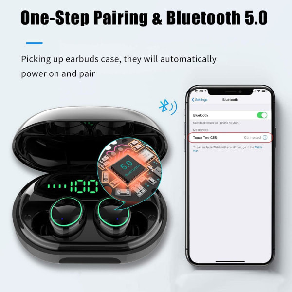 [QD] Bluetooth-hodetelefoner, trådløst Hi-Fi stereo headset, Bluetooth 5.1 hodetelefoner, innebygd mikrofon, egnet for smarttelefoner