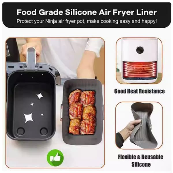 2 kpl Airfryer-astia uunikintailla Silikoni Musta