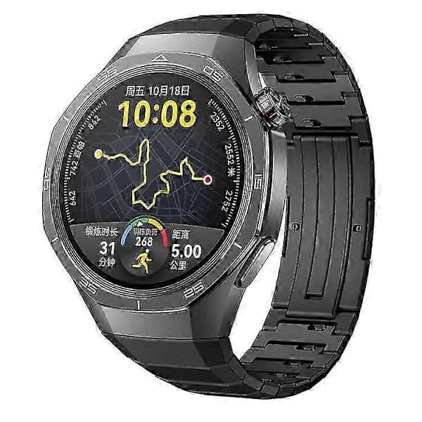 Kompatibelt urrem til Huawei GT 5 Pro 46mm / GT 5 46mm - Justerbart armbånd i titanlegering [] Sort