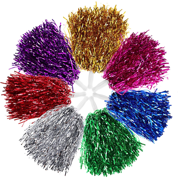 14 stk. Cheerleading Pom Poms Metalliske Folie Cheerleader Pom Poms med Håndtag til Sportsbegivenheder Cheerleading Fest Kostumetilbehør_QF