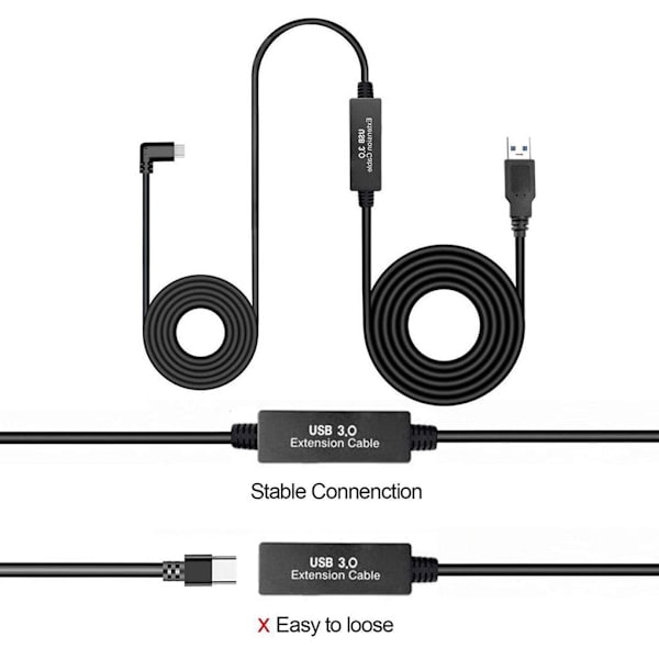 QD-2-i-1 Totalt 8M/26Ft Typ A till C USB Data VR Headset Förlängning