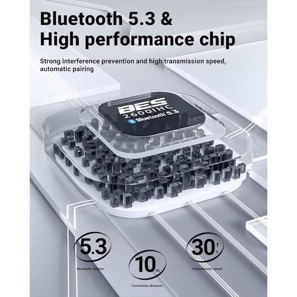 \"QD\" HK18 Trådlösa Hörlurar, Bluetooth 5.3, Brusreducerande Kristallklara In-Ear Hörlurar, med Digital LED-Display, Svart