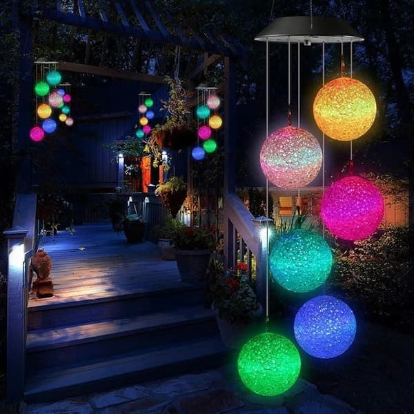 Solar Wind Chime – 6 LED Light Balls with Color Change & IP44 Waterproof Design