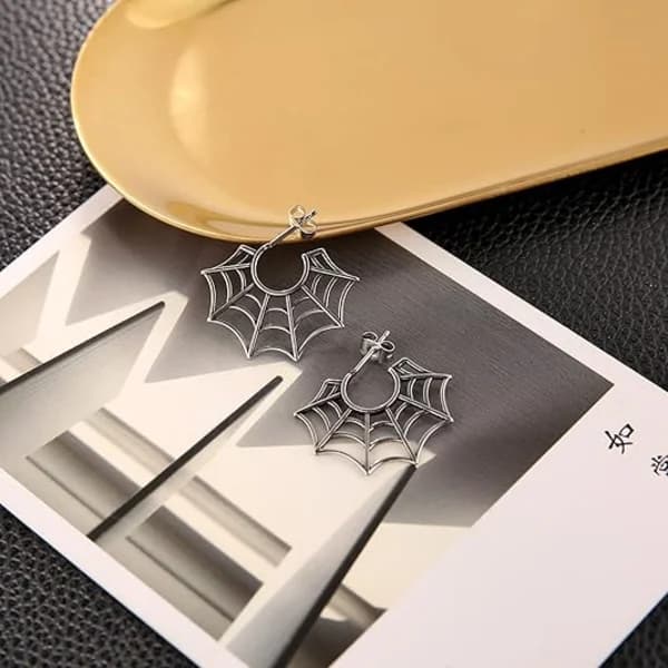 Halloween Edderkoppespind Øreringe til Kvinder Kirurgisk Stål Stiftøreringe til Mænd