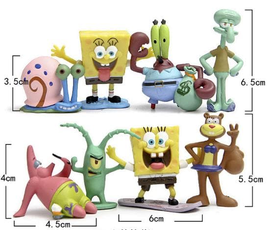8-pack Svampbob Fyrkant Figurer Spongebob Squarepants julklappar