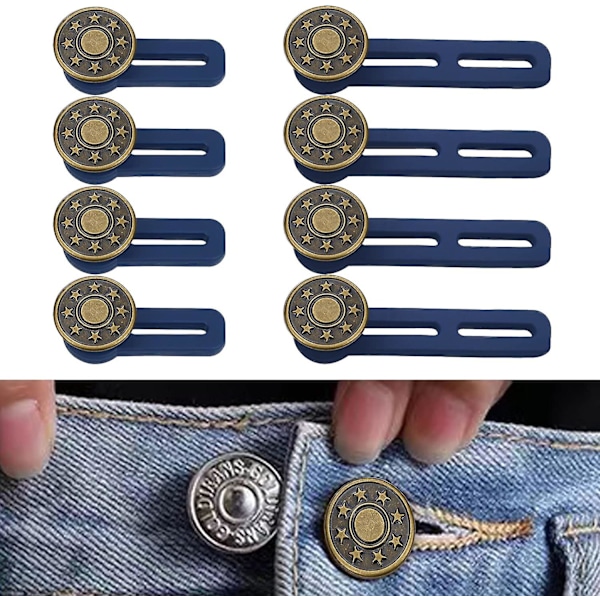 8 stk. knappforlengere for bukser, justerbar midjeforlenger for bukser, knappmidjeforlenger[qu)