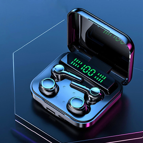 \"QD\" Doble hodetelefoner med LED-åpning, forskjellige trådløse Bluetooth 5.2-hodetelefoner, utskiftbare, for to personer, digital display-kontroll