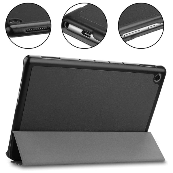 [QD] Telefonfodral Kompatibelt med Huawei MediaPad M5 Lite 10, Business Slim Tri-Fold Vikbart Ställ Folio Fodral Pennhållare - Svart
