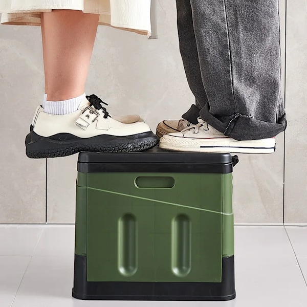Bærbar sammenklappelig toilet til camping, udendørs potte til voksne, toilet med låg til bil, picnic, bilorganisator og opbevaring black