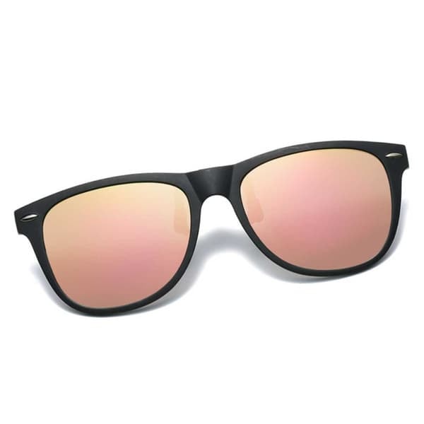 Polariserade Wayfarer Clip On Solglasögon Uppfällbara Rosa Spegelglas_qq