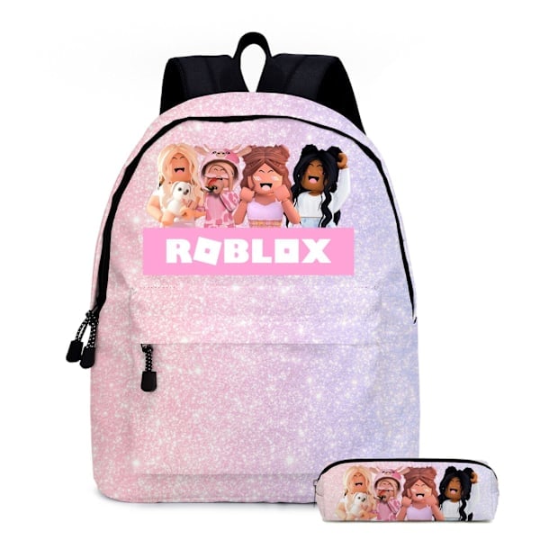 QD-Uusi opiskelijan koululaukku uusi sarjakuva Roblox-peli peruskoulu ja lukio koululaukku lastenreppu-D4ROBLOX pinkki