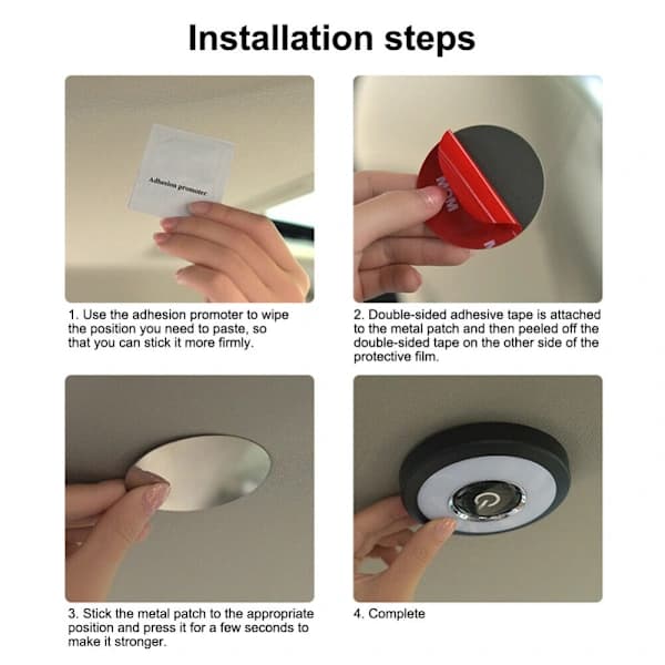 Bilinteriør LED Læselampe USB Opladning Loft Blå Hvide Lamper Runde