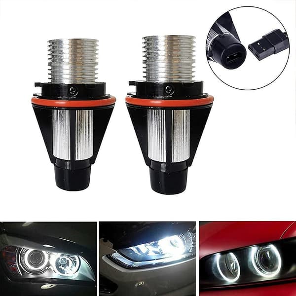 - 2-pakke 5W LED bil-lyspærer - Halogen Angel Eye frontlyskroner, hvit