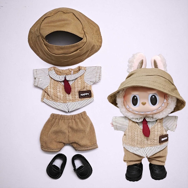 /QU/Labubu Kläder Lämpliga för En Två Tre Generationer Labubu att Bära (endast kläder, exklusive dockor) Top pants hat and shoes