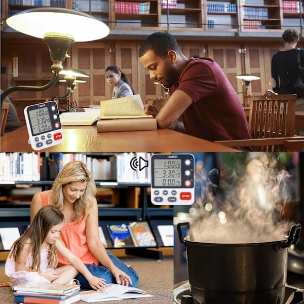 [QD] 3-kanals timer, trippel digital kökstimer, flera räknare upp/ner timer för matlagning, studier