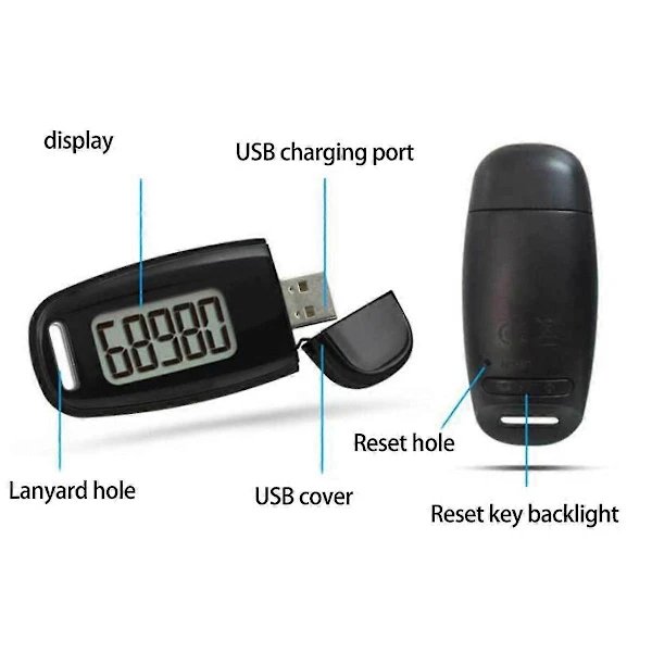 Simple Pedometer, 3D Pedometer with Rechargeable Battery, Accurate Calorie Counter
