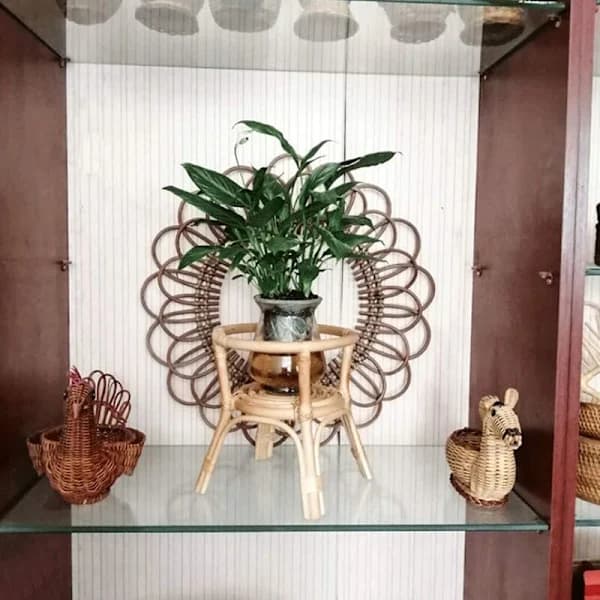Rotting Växtställ Naturlig Vävd Blomkruka Växt