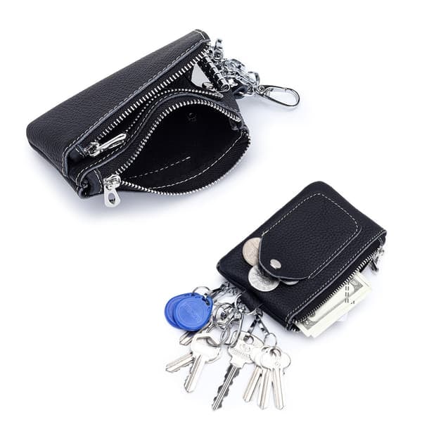 Leather Key Case, Multifunctional Key Holder with Card Slots_qq