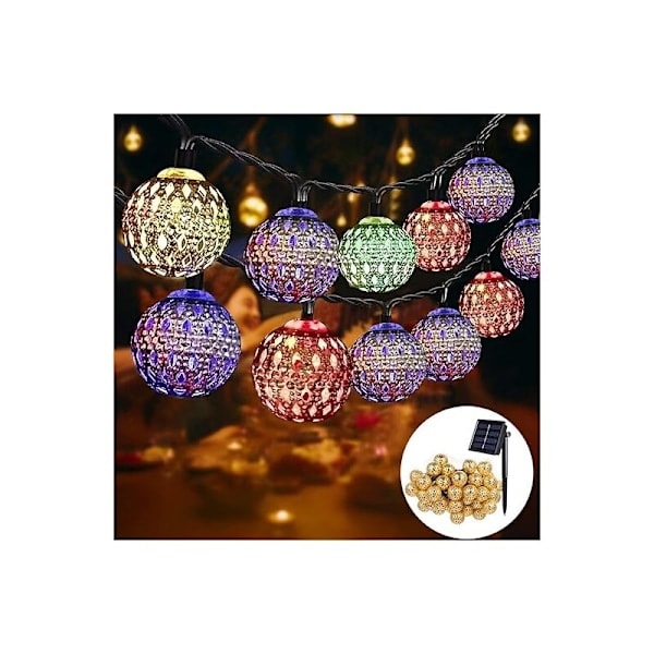 Marockanska Solcellslampor Utomhus, 5M 20 LED Ljusslingor, 8 Lägen Vattentät Belysning för Trädgård, Uteplats, Gräsmatta, Hem, Festival, Fest (Co*QN