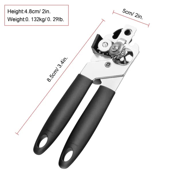 Multifunksjonell boksåpner / flaskeåpner, 21,2 cm, svart multifunksjonell boksåpner i rustfritt stål