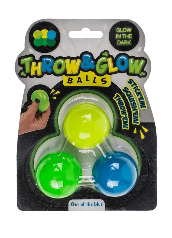 3-pak - Selvlysende Klemmebolde / Stressbolde - 4 cm