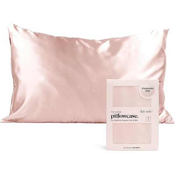 QU*Kitsch 100% satin pudebetræk, blødere end silke, vegansk silkepudebetræk, standard (rouge)