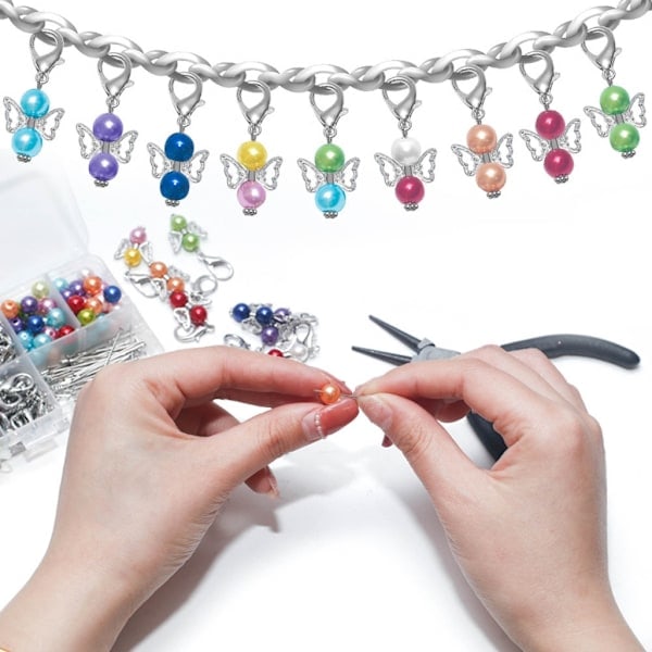 [QD]50 stk. Engel Nøkkelringer for Håndverk Inkluderer Nøkkelringer med Perler DIY Nøkkelring Tilbehør for å Lage Smykker for Voksne og Barn