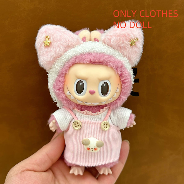 ONLY CLOTHES Söt V1 V2 LABUBU Blind Box Hänge Docka DIY Klä upp Kostym Litet Monster Haklapp Byxor Babykläder Från LBB-40