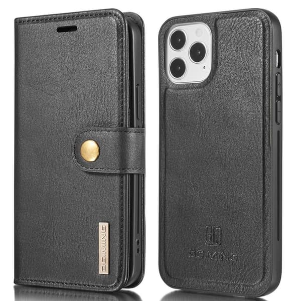 \"QD\"DG.MING iPhone 13 Pro Delat Läder Plånboksfodral - Svart