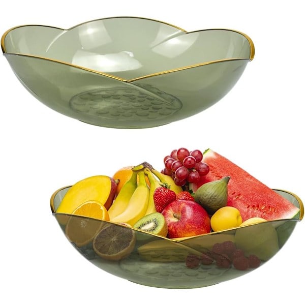[QD] 2-pakning Fruktskåler, 23,5 cm Matvaregodkjent Plast Fruktkurv Stilig Design Fruktbolle Snacks Fruktbolle Skål