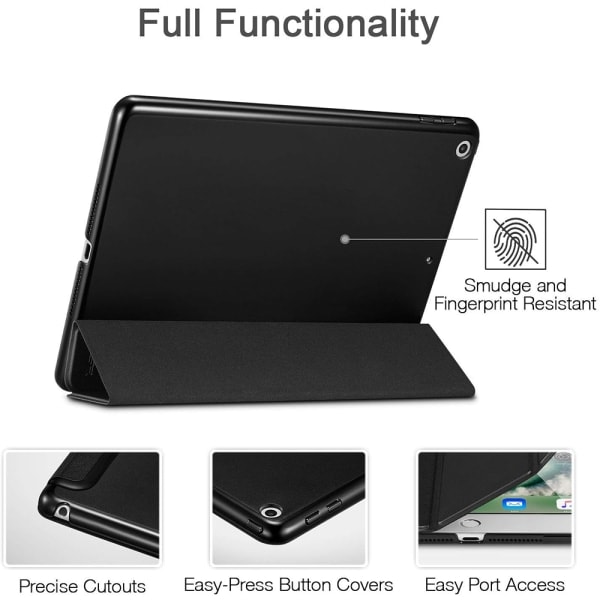 [QD] Smart cover til smartphone - Gennemsigtig mat bagside magnetisk cover med automatisk dvale/vågn op-funktion - Sort