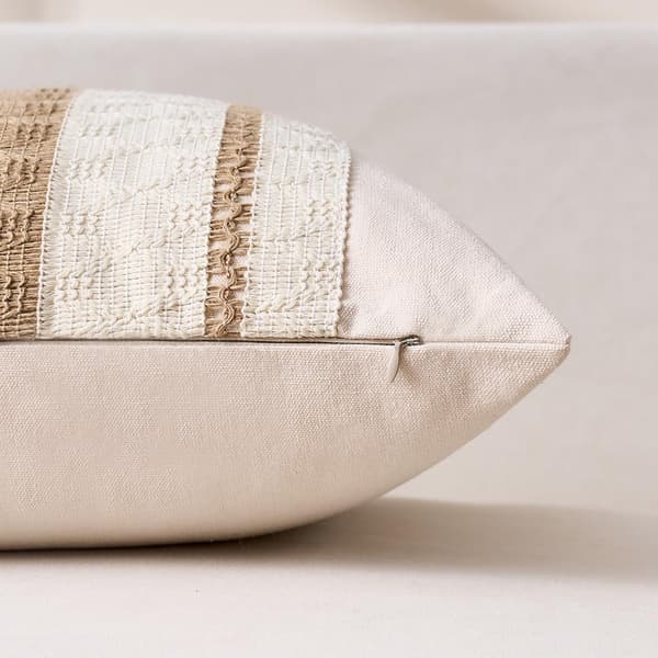 Boho Dekorativa Kuddfodral Set om 2, Texturerade Vävd Bomull Linne Kuddfodral för Soffa Sovrum Vardagsrum, Brun 40 x 40 cm