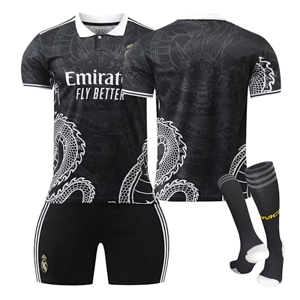 [QD] 23-24 Real Madrid fotbollströja drake mönster version barn och vuxna som idrottslag uniform nr nummer no number no number (M, no number)