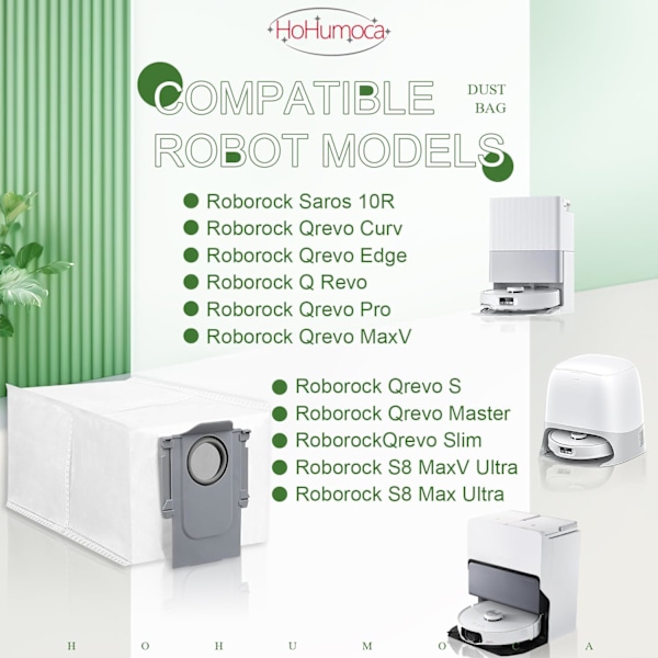QU*10 stycken dammsugarpåsar tillbehör för Roborock S8 MaxV Ultra dammsugare, dammsugarpåsar stor kapacitet reservdel för Roborock S8 MaxV Ultra