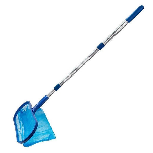 Svømme Skimmer Net med Justerbar Teleskopstang Dyb Pose Net Vandoverflade Affaldsrensningsnet_FO Silver  Blue