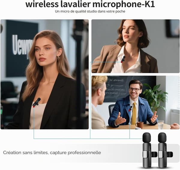 Trådløs Lavalier-mikrofon til iPhone, Mini Bluetooth-mikrofon med støjreduktion, LED-display, drejelig clips og 12 timers batteritid til vlogging og TikTok