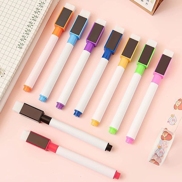 [QD] Whiteboard Markers/Pens and Eraser Set for Kids, 9 Pieces, Fine Tip, Colour