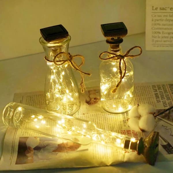 1/6 solcellelamper for flaske, 20 LED-lamper